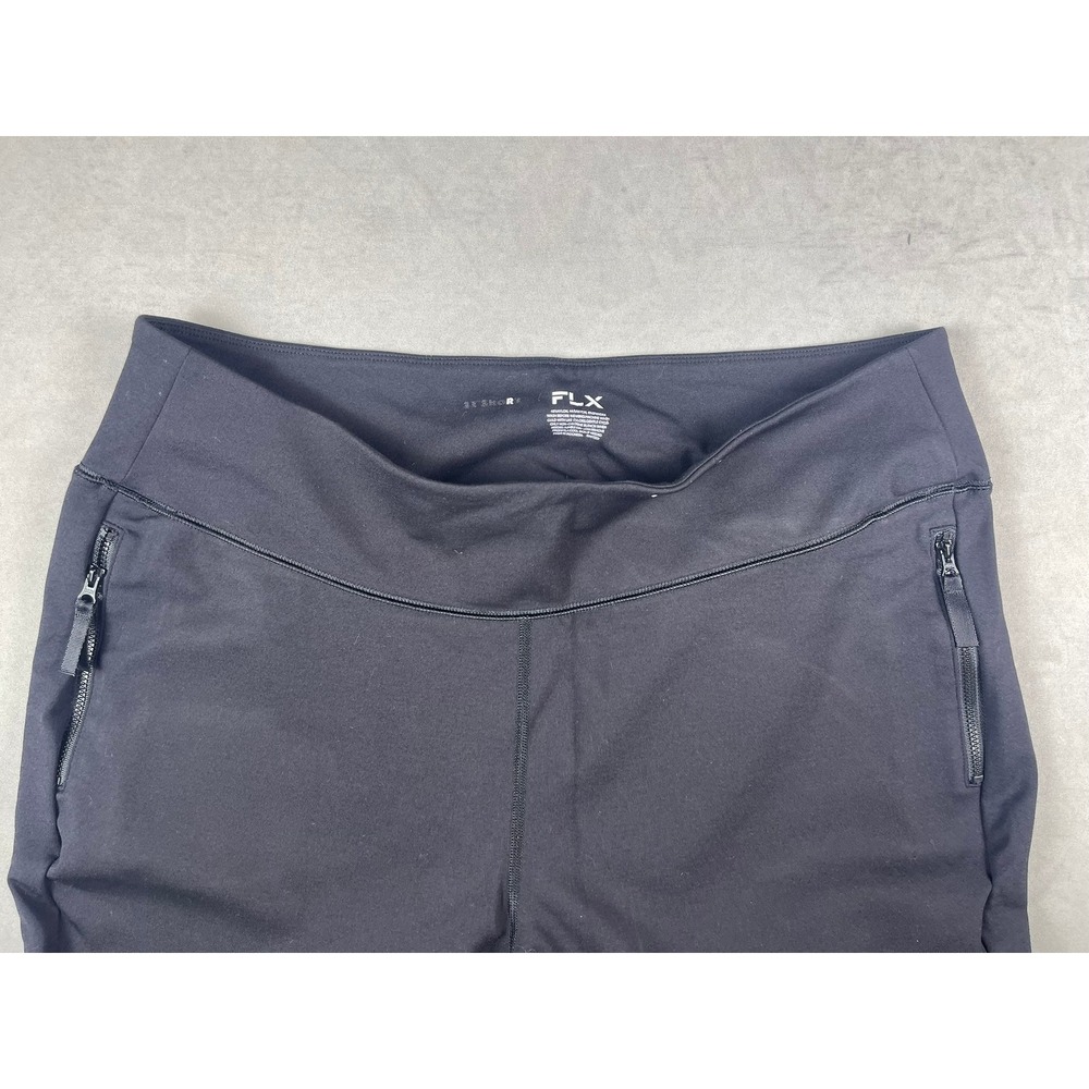 FLX Mens Black Athletic Pants 2X-Short Zip Pockets Stretch Athleisure Activewear - Picture 2 of 7